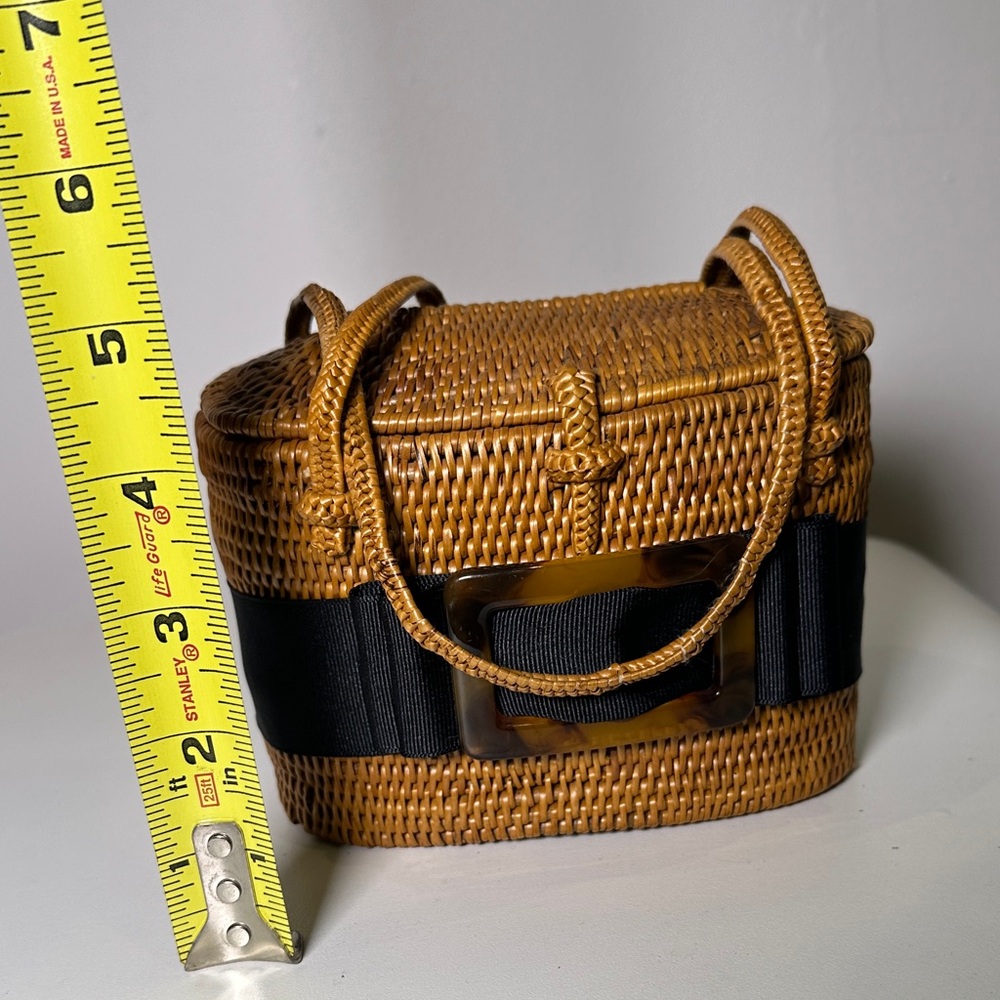 Chic Tan Woven Mini Bag with Black Accent - Picture 14 of 15